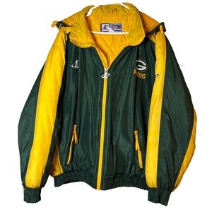 VTG 90s Green Bay Packers Logo Athletic Pro Line Jacket‎ 2XL NFL Hooded